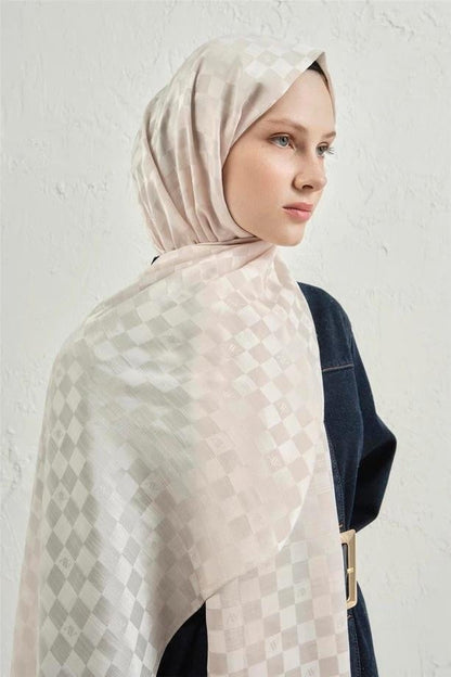 Armine Pamuk İpek Şal - Krem 17