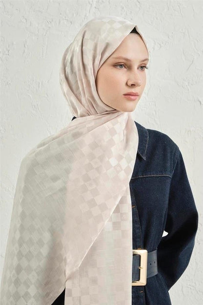 Armine Pamuk İpek Şal - Krem 17