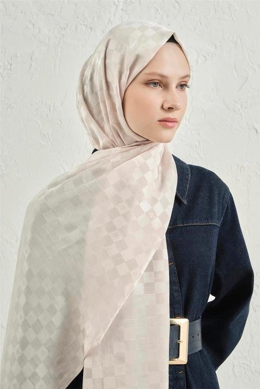 Armine Pamuk İpek Şal - Krem 17