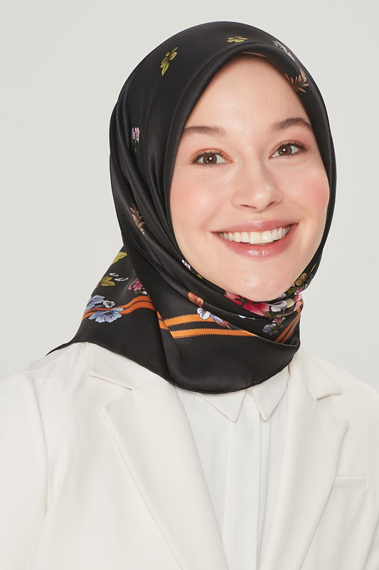 Armine Sport Twill Eşarp - 8533-09 Siyah Kahve