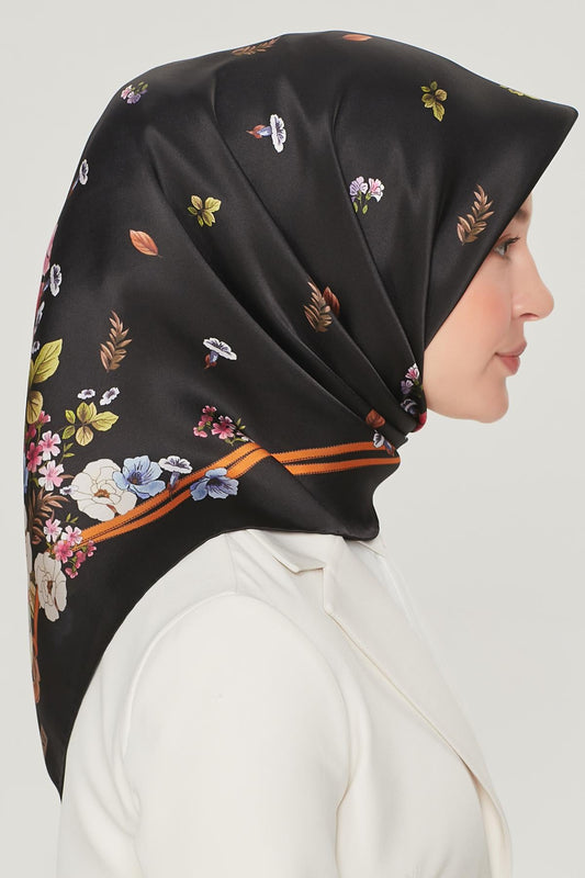 Armine Sport Twill Eşarp - 8533-09 Siyah Kahve