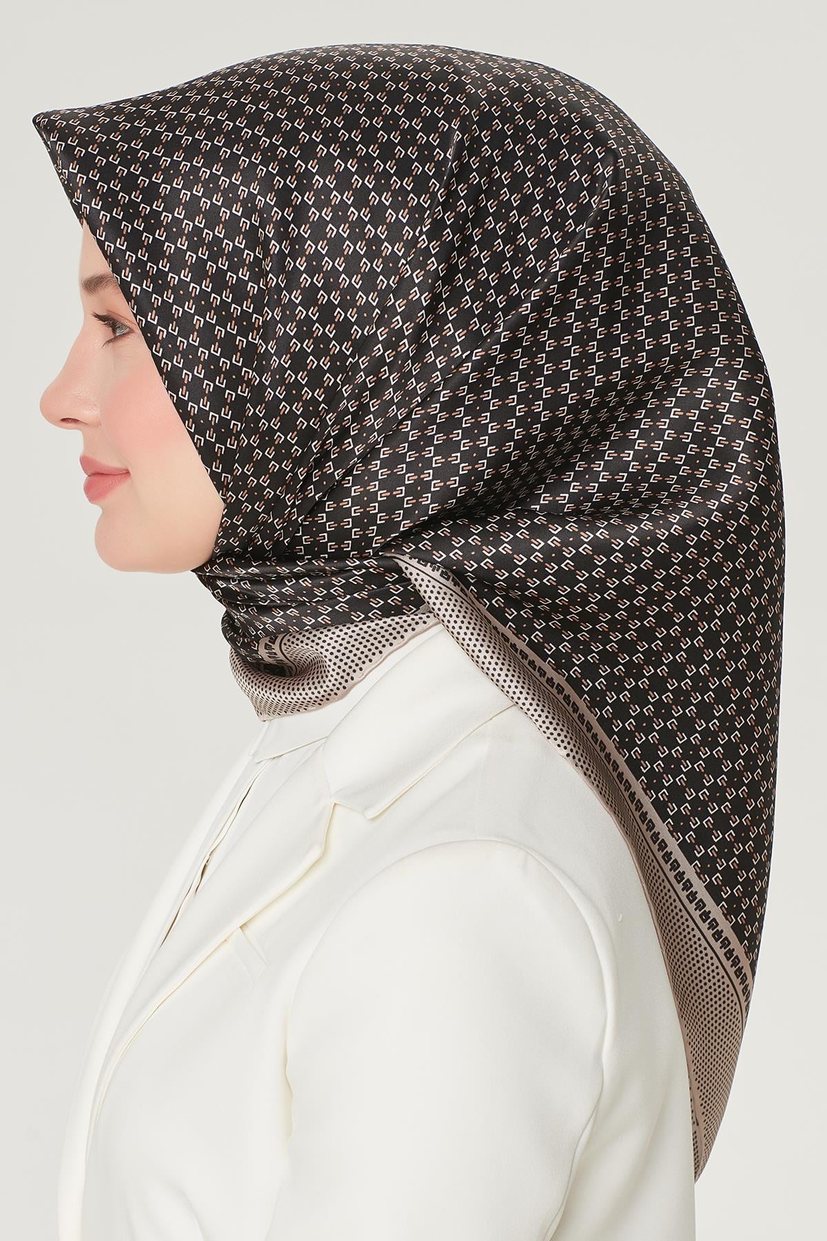 Armine Sport Twill Eşarp - 8556-05 Siyah Taş
