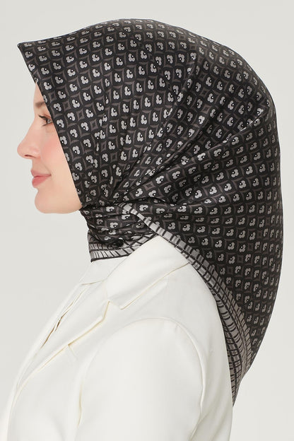 Armine Sport Twill Eşarp - 8557-03 Siyah Gri