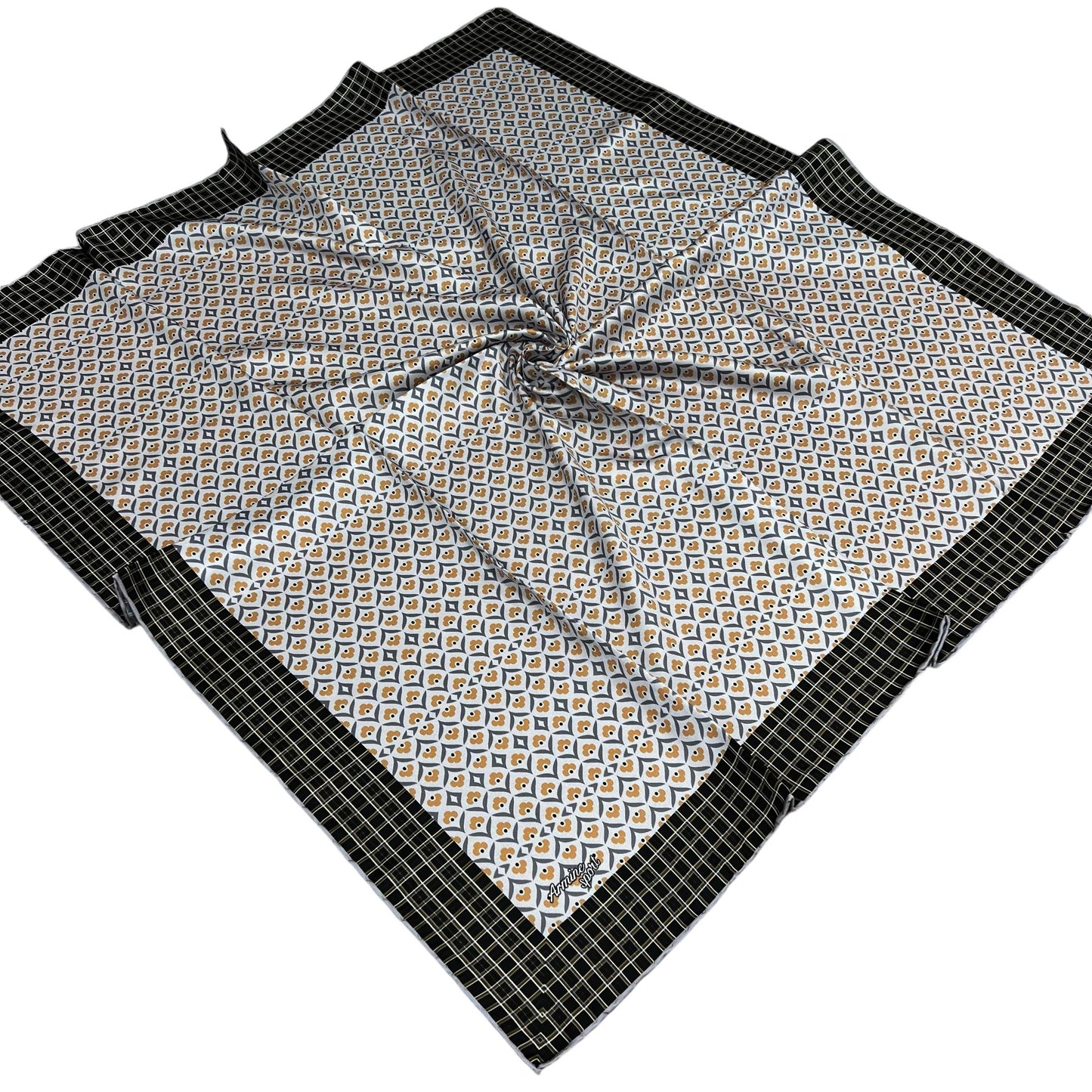 Armine Sport Twill Eşarp - 8557-37 Gri Sarı