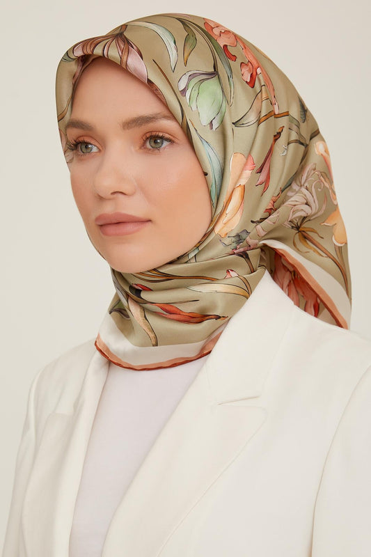 Armine Sport Twill Eşarp - 8825-33 Yağ Yeşili