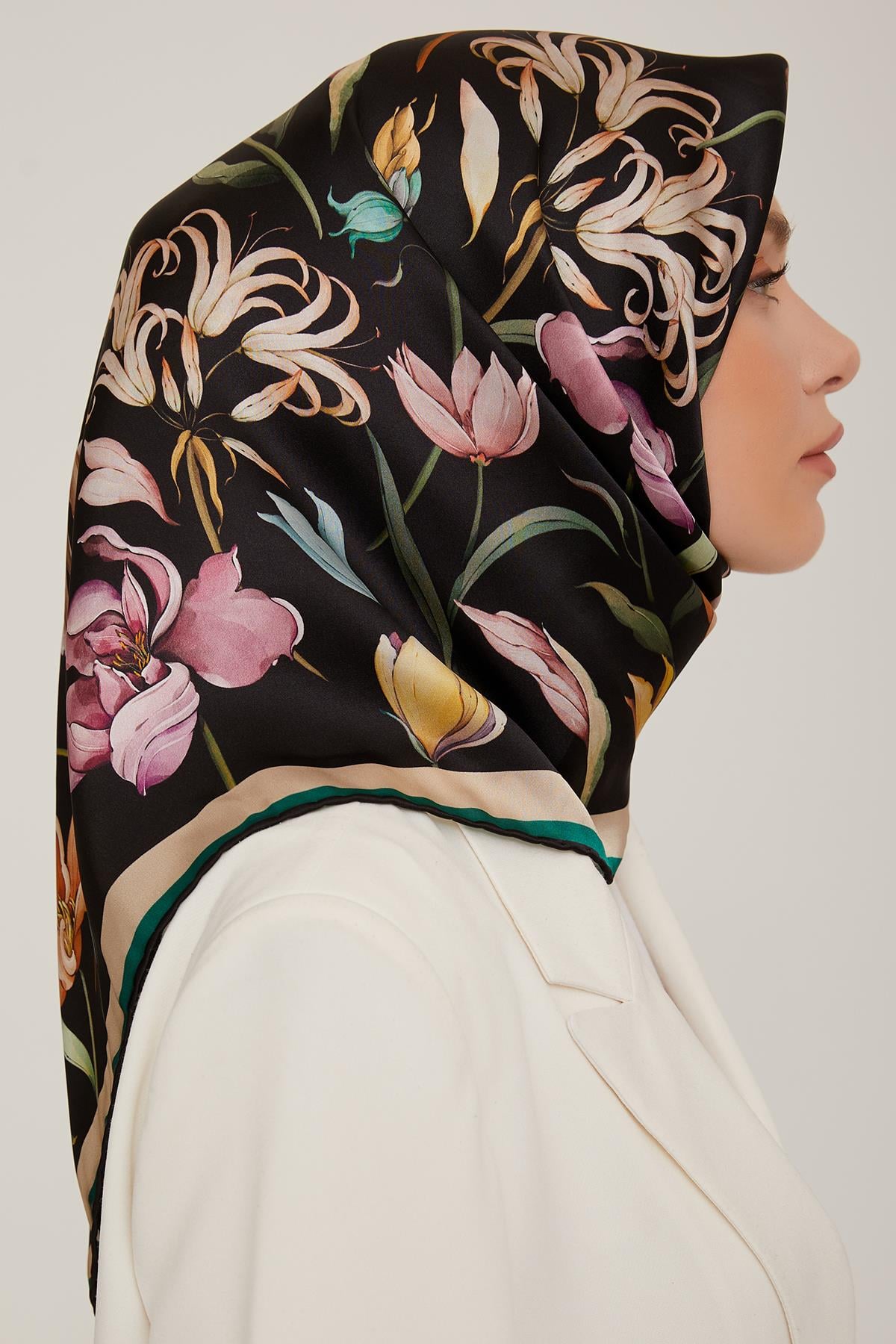 Armine Sport Twill Eşarp - 8825-38 Siyah Zümrüt
