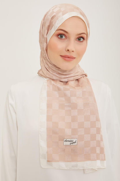 Armine Trend Janjan Şal - Dama - Soft Pudra 08