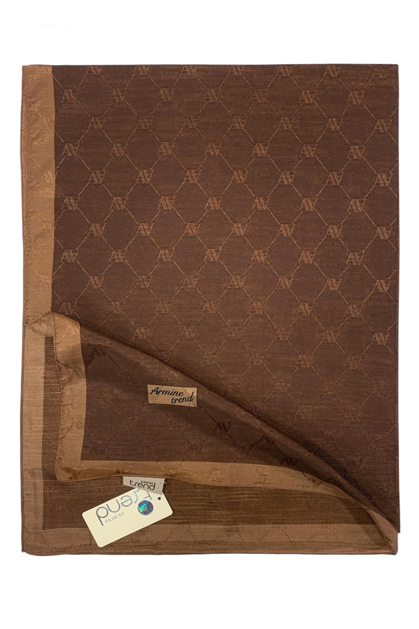 Armine Trend Monogram Şal - 2 - Acı Kahve 151