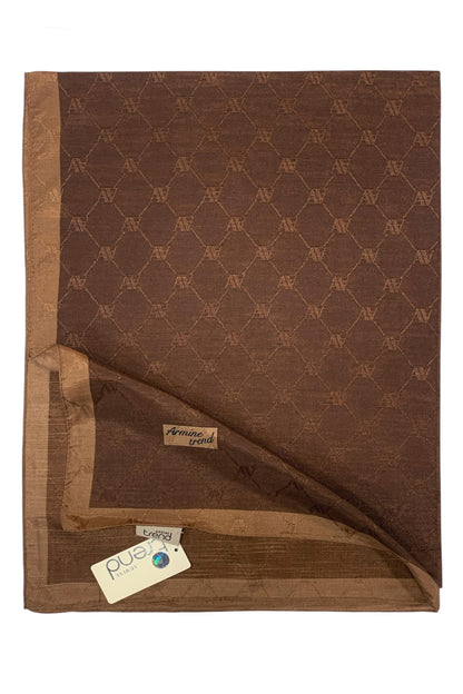 Armine Trend Monogram Şal - 2 - Acı Kahve 151