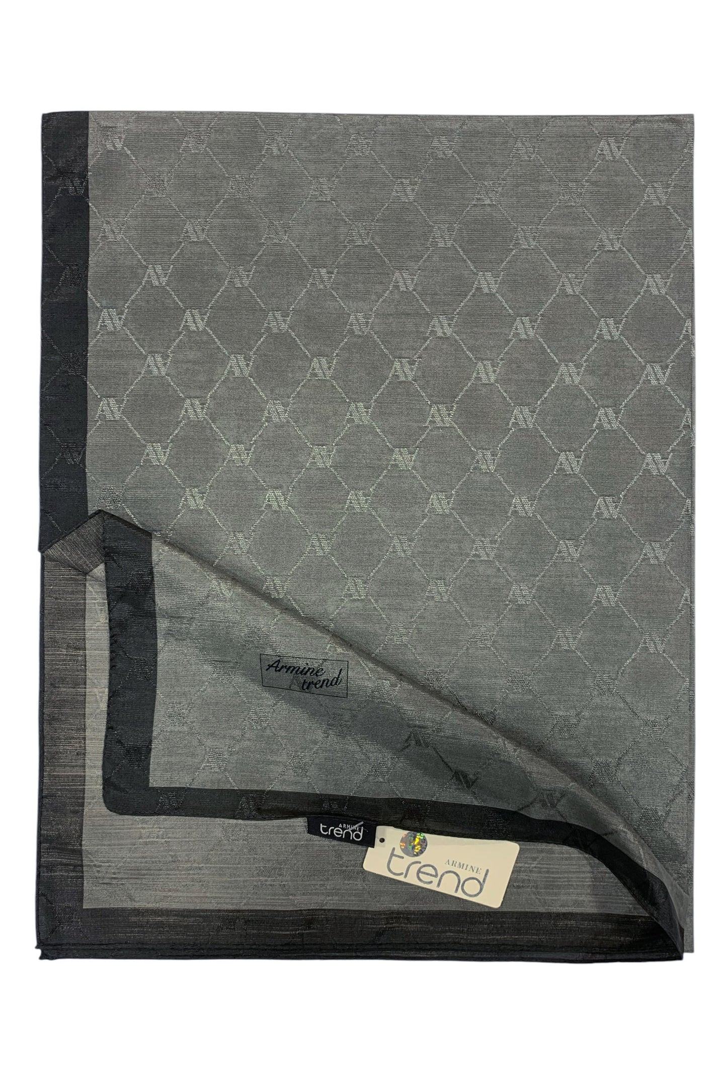 Armine Trend Monogram Şal - 2 - Koyu Gri 131