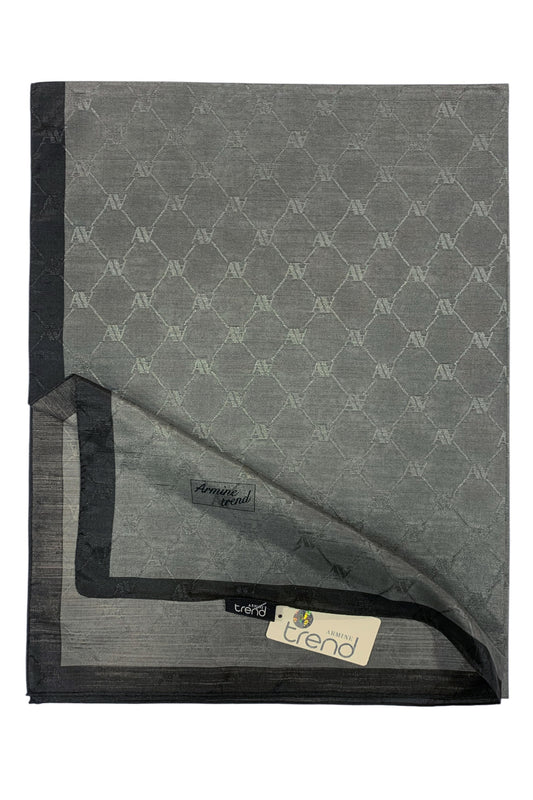 Armine Trend Monogram Şal - 2 - Koyu Gri 131