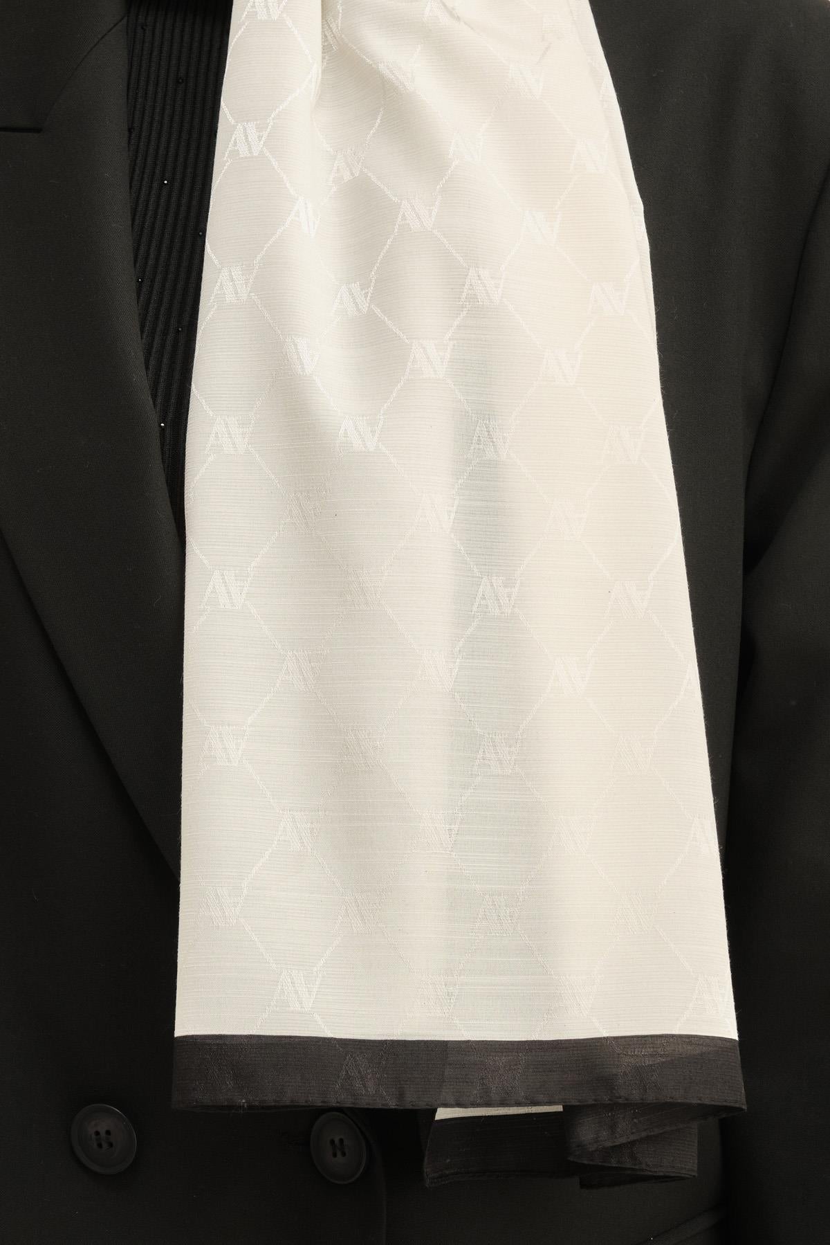 Armine Trend Monogram Şal - 2 - Krem Siyah 159