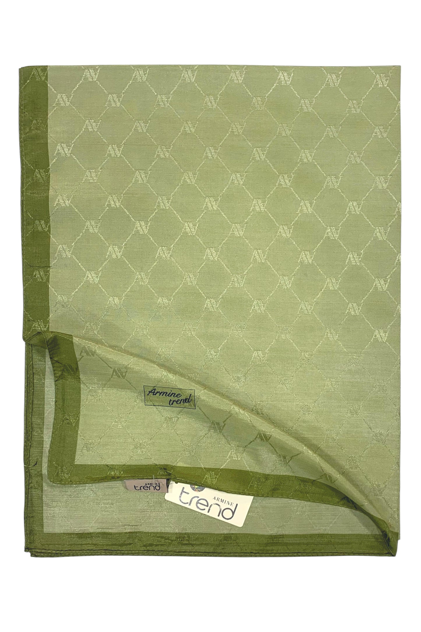 Armine Trend Monogram Şal - 2 - Yağ Yeşili 110