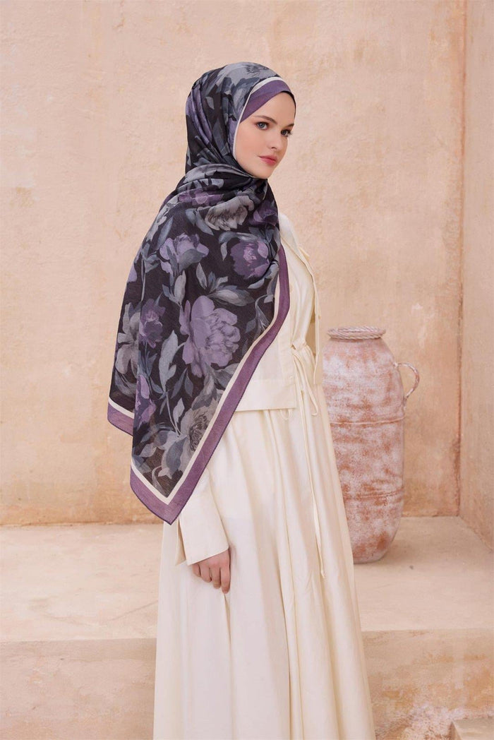 Belli Fresh Sanda Şal - 1362-04 Siyah Mor
