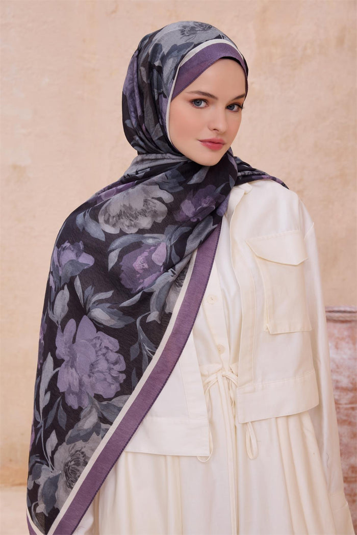 Belli Fresh Sanda Şal - 1362-04 Siyah Mor