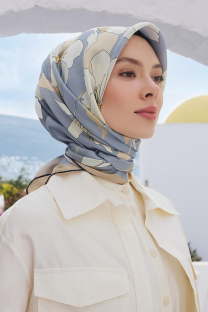 Belli İpek Eşarp - 4100-55 Açık Mavi Twill