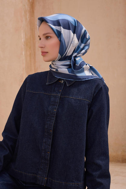 Belli İpek Eşarp - 4108-91 Lacivert