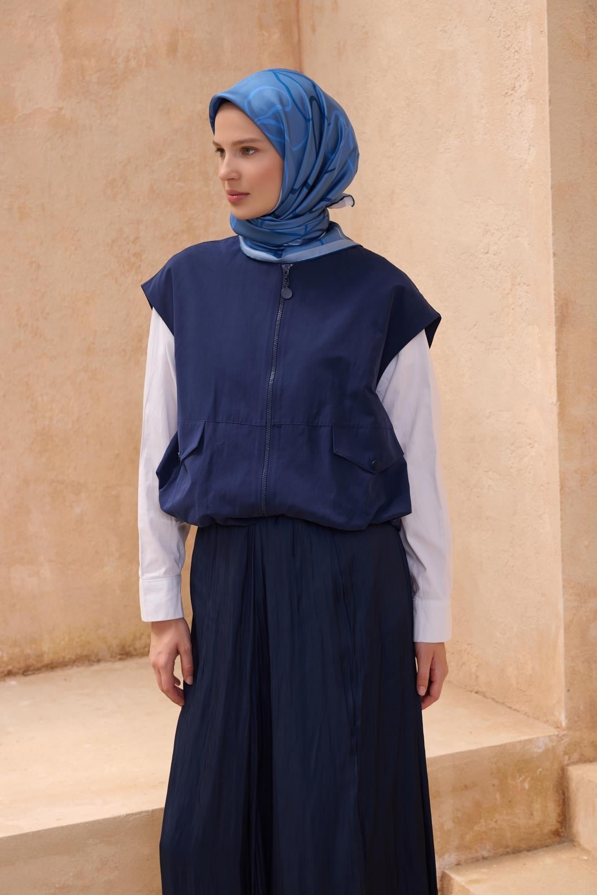 Belli İpek Eşarp - 4113-86 Mavi