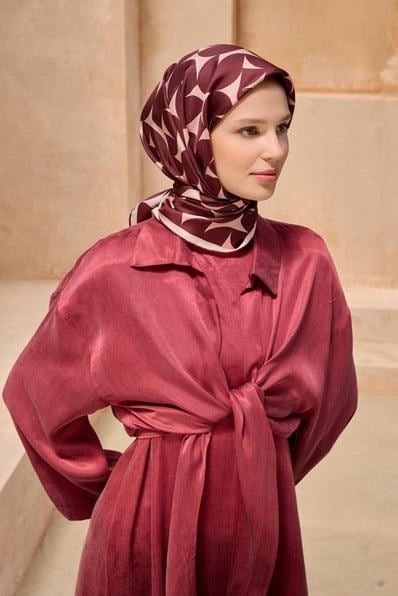 Belli İpek Eşarp - 4117-30 Bordo Twill