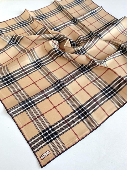Belli İpek Eşarp - 4122-83 Sütlü Kahve Twill