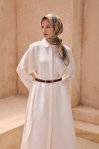 Belli İpek Eşarp - 4122-83 Sütlü Kahve Twill
