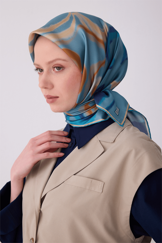 Belli İpek Eşarp - 4301-81 Turkuaz Twill