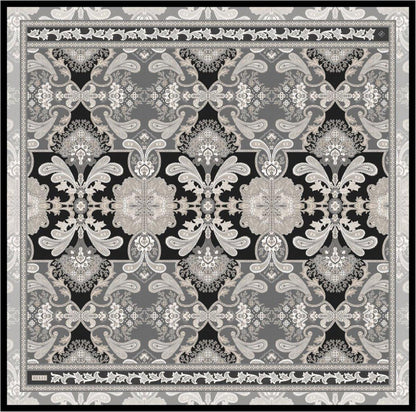 Belli İpek Eşarp - 4304-06 Siyah Gri Twill