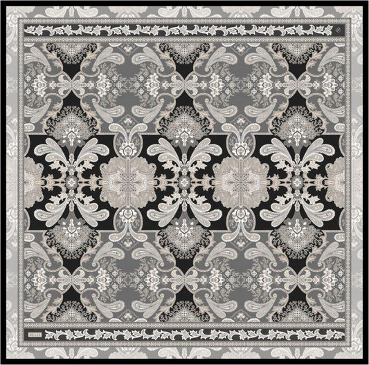 Belli İpek Eşarp - 4304-06 Siyah Gri Twill