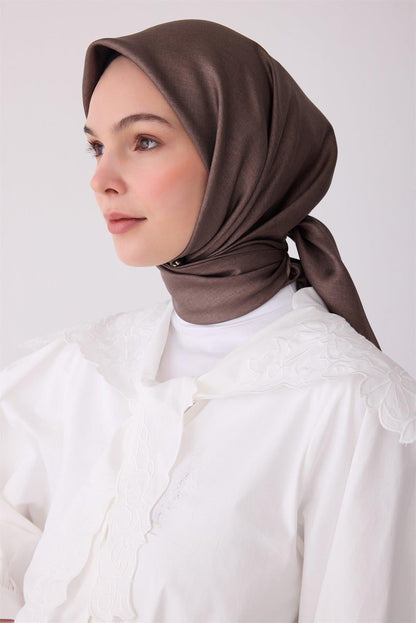 Belli İpek Eşarp - 4305-02 Koyu Vizon Twill