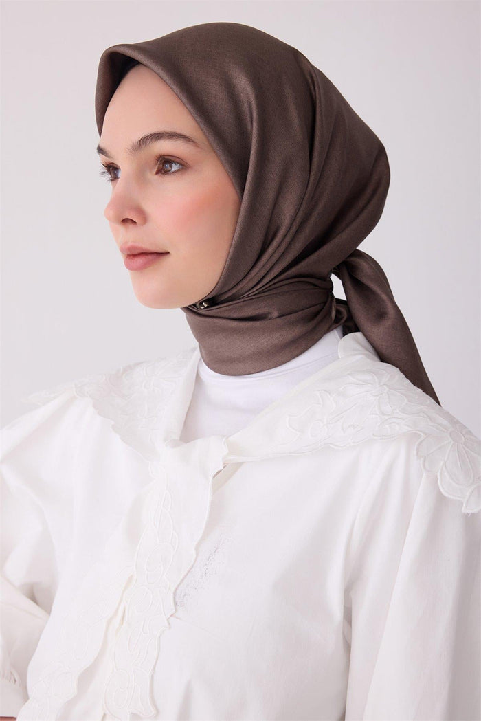 Belli İpek Eşarp - 4305-02 Koyu Vizon Twill