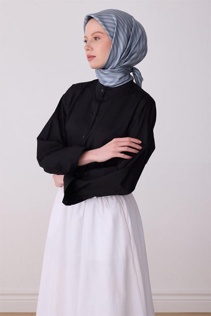 Belli İpek Eşarp - 4325-02 Gri Mavi Twill
