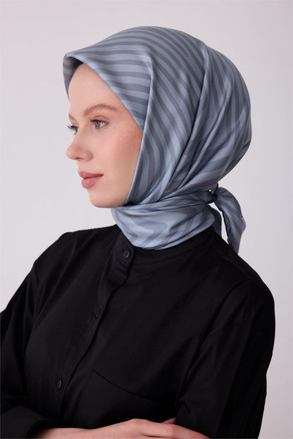 Belli İpek Eşarp - 4325-02 Gri Mavi Twill