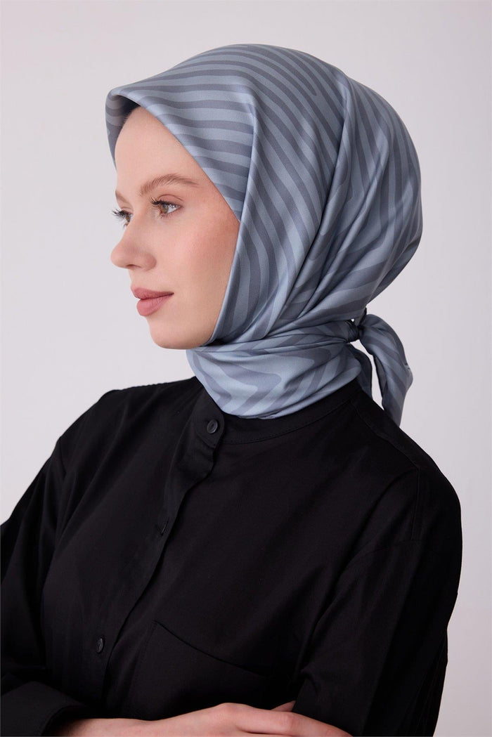 Belli İpek Eşarp - 4325-02 Gri Mavi Twill