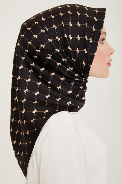 Belli İpek Eşarp - 4006-05 Siyah Twill