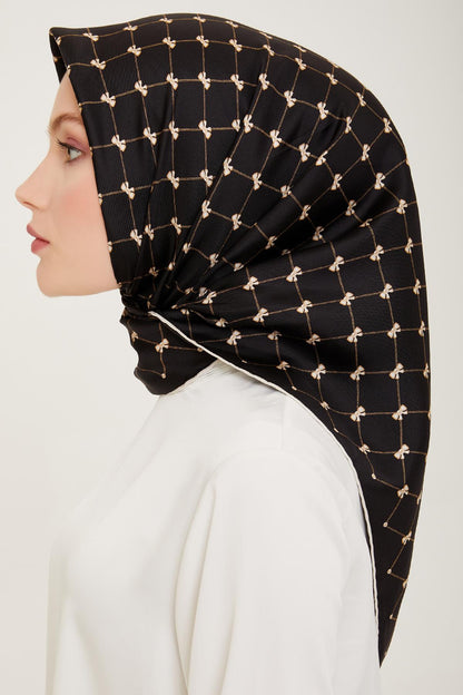 Belli İpek Eşarp - 4006-05 Siyah Twill