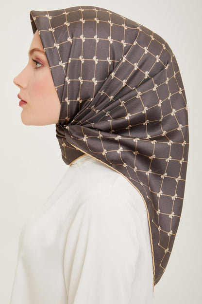 Belli İpek Eşarp - 4006-07 Füme Twill