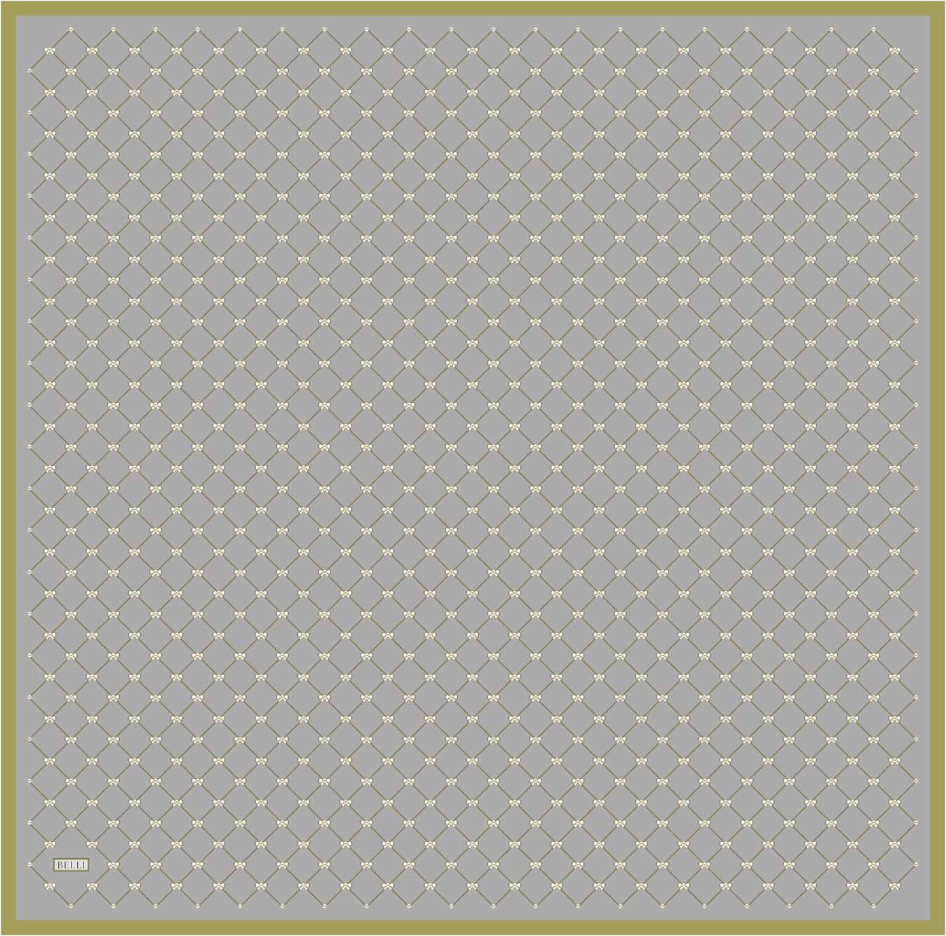 Belli İpek Eşarp - 4006-50 Gri Sarı Twill