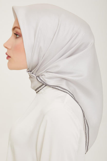 Belli İpek Eşarp - 4009-10 Gümüş Twill