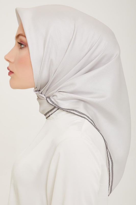 Belli İpek Eşarp - 4009-10 Gümüş Twill