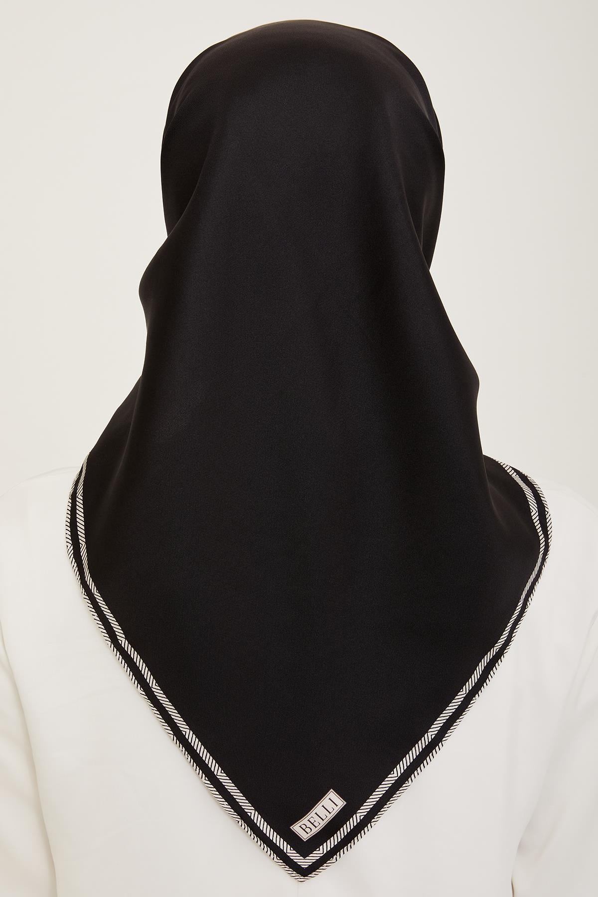Belli İpek Eşarp - 4009-11 Siyah Twill