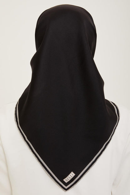 Belli İpek Eşarp - 4009-11 Siyah Twill