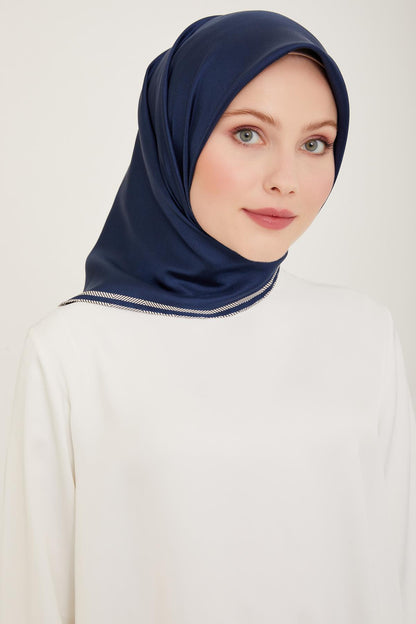 Belli İpek Eşarp - 4009-12 Lacivert Twill