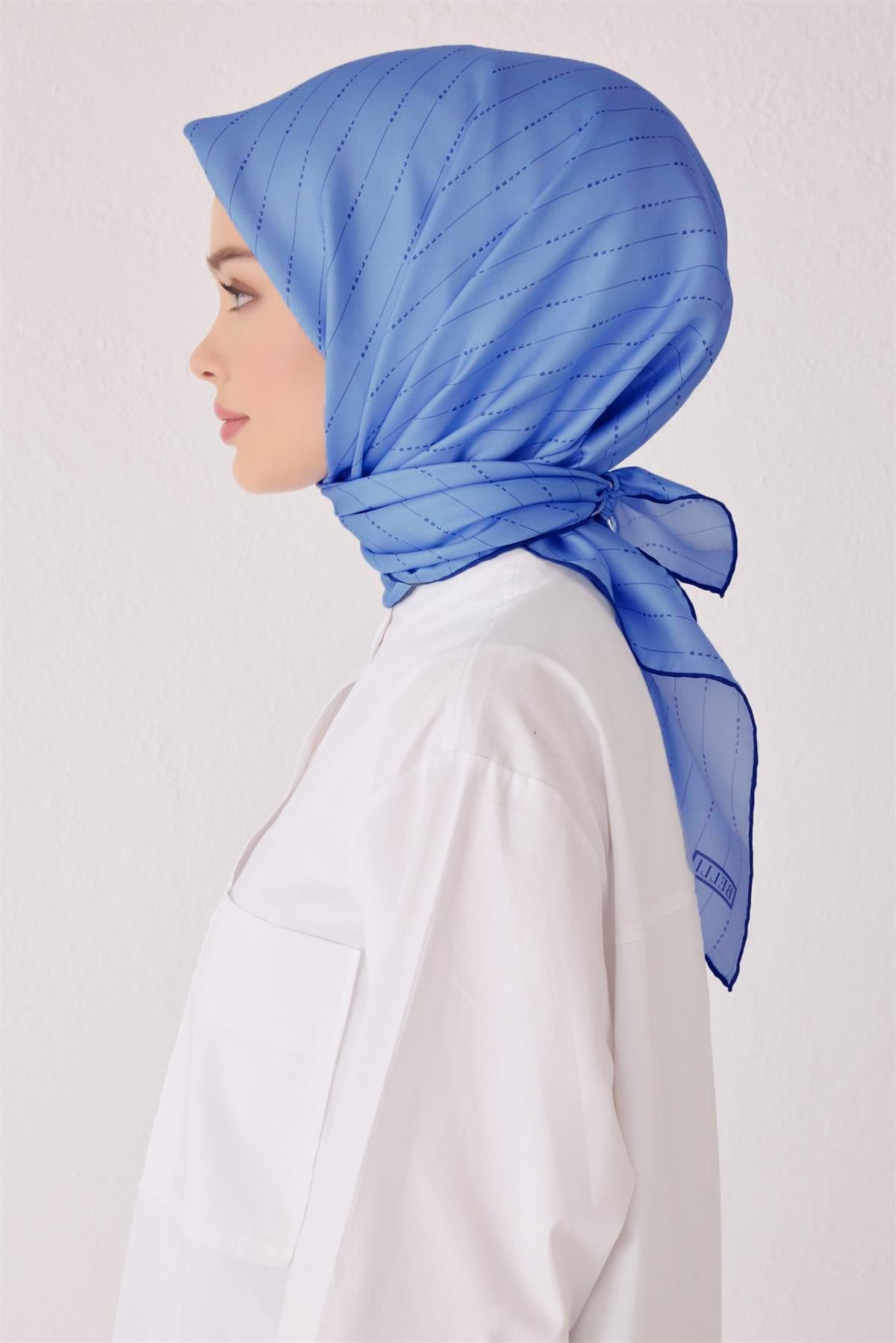Belli İpek Eşarp - 4061-01 Kot Mavi Twill