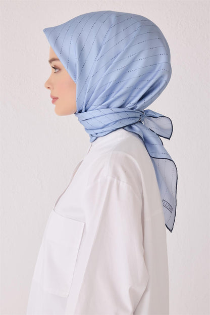 Belli İpek Eşarp - 4061-80 Mavi Twill