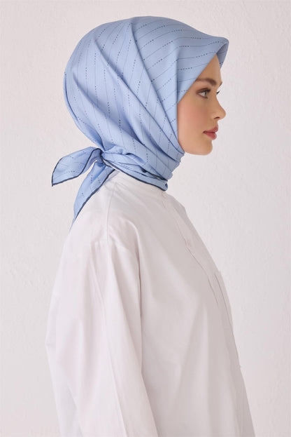 Belli İpek Eşarp - 4061-80 Mavi Twill