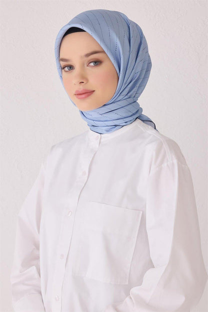 Belli İpek Eşarp - 4061-80 Mavi Twill