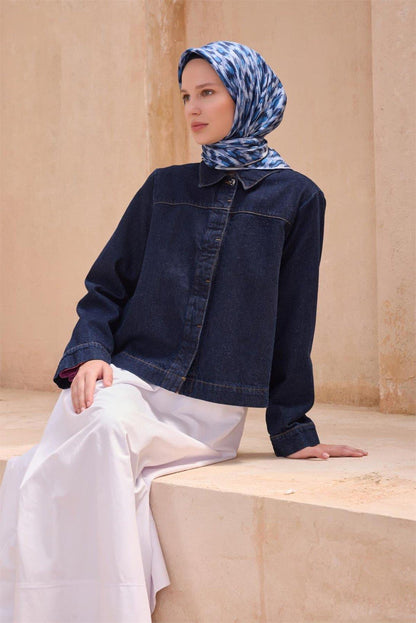 Belli İpek Eşarp - 4103-83 Lacivert Twill