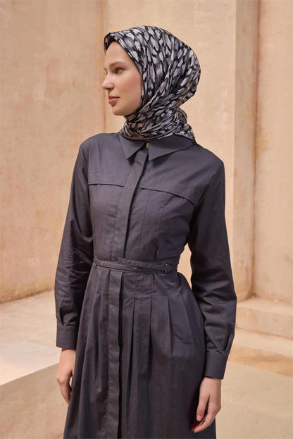 Belli İpek Eşarp - 4103-84 Siyah Twill