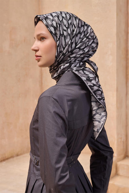 Belli İpek Eşarp - 4103-84 Siyah Twill