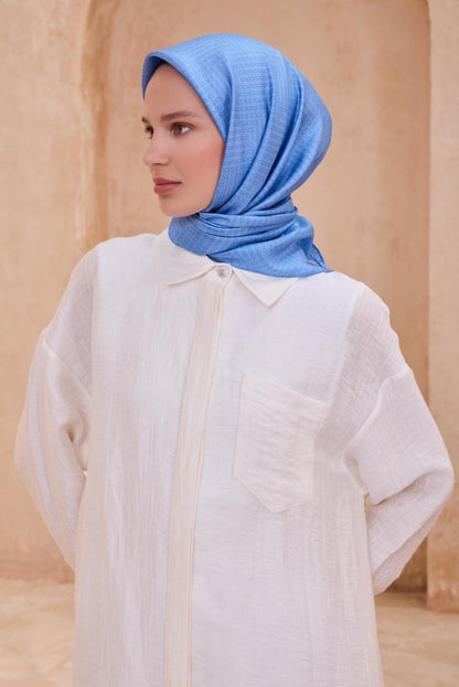 Belli İpek Eşarp - 4104-54 Mavi Twill
